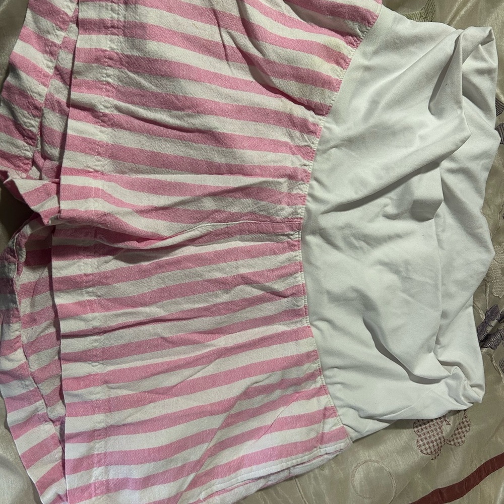 Old Navy Pink and White Striped Maternity Shorts